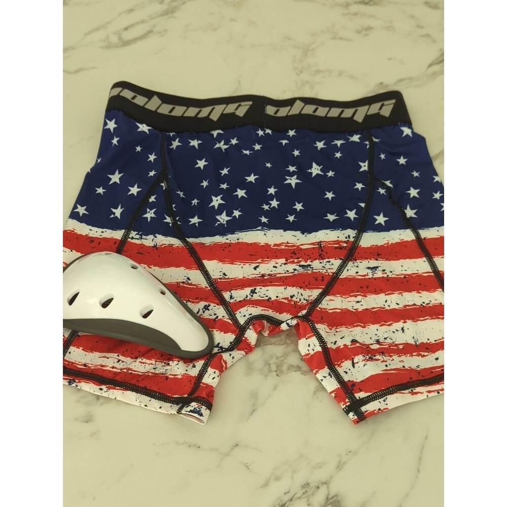 Coolomg Men's  Shorts With Cup US Flag Size S